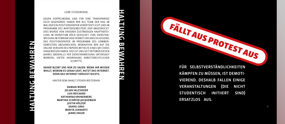Seite 5 und 6 des Semesterprogramms, das den Konflikt eskalieren ließ.