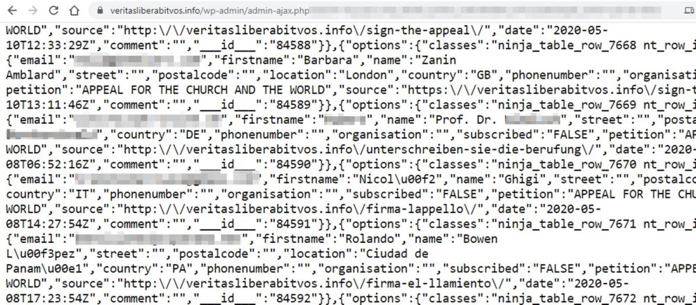 Screenshot aus der Unterzeichnerliste