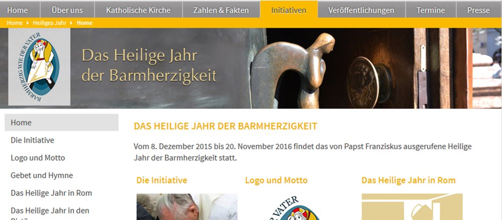 Screenshot der Homepage www.heiligesjahrbarmherzigkeit.de