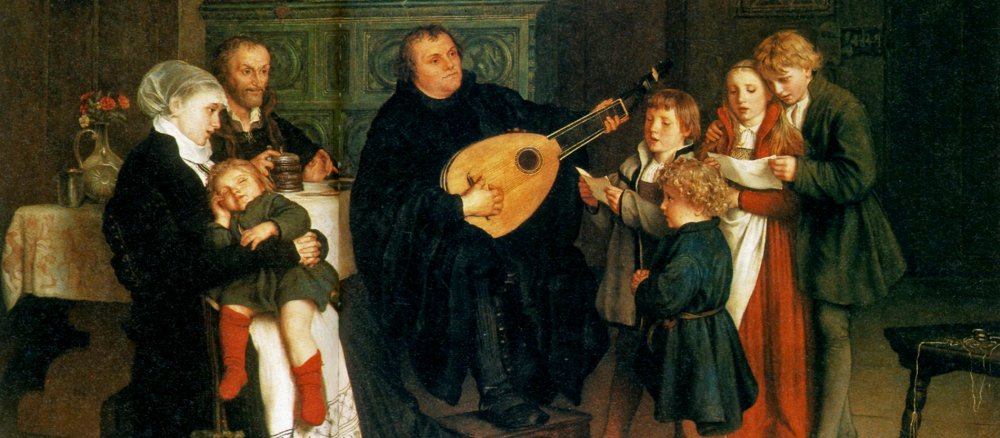Luther im Kreise seiner Familie musizierend